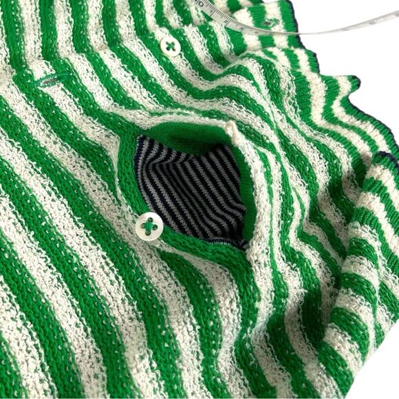Anthropologie HWR Green Striped Knit Tie Neck Cardigan Sweater women’s Small - Picture 3 of 7